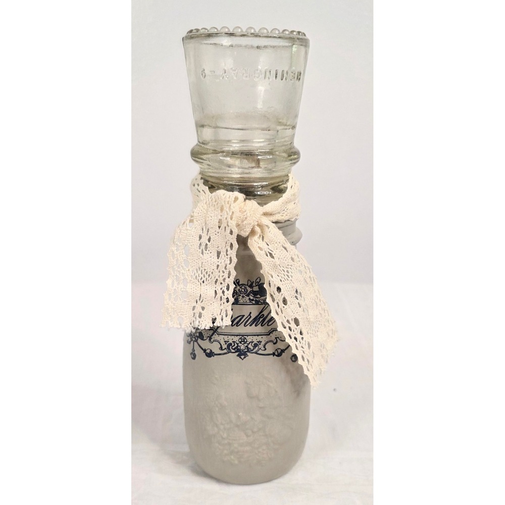 Vintage Hemingray 9 Glass Insulator Upcycled Painted Bottle Candleholder 9"
